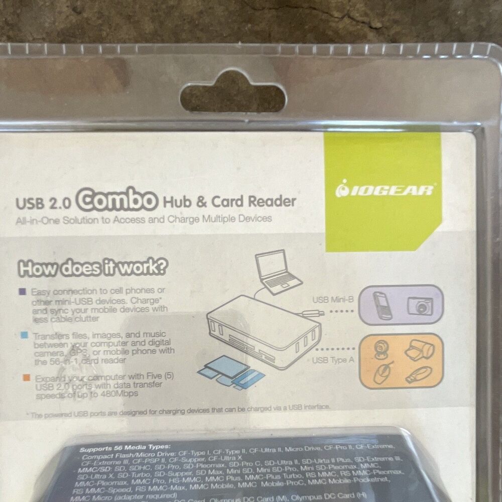 IOGEAR GUH286 USB 2.0 Combo Hub & Multi-Format Memory Card Reader - Picture 4 of 5